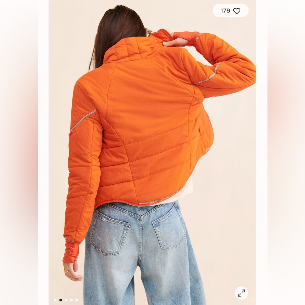 Free People Orange Red Gathering Storm Run Puffer size small